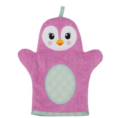 Zoocchini Baby Snow Terry Bath Mitt - Penny the Penguin 0-18M