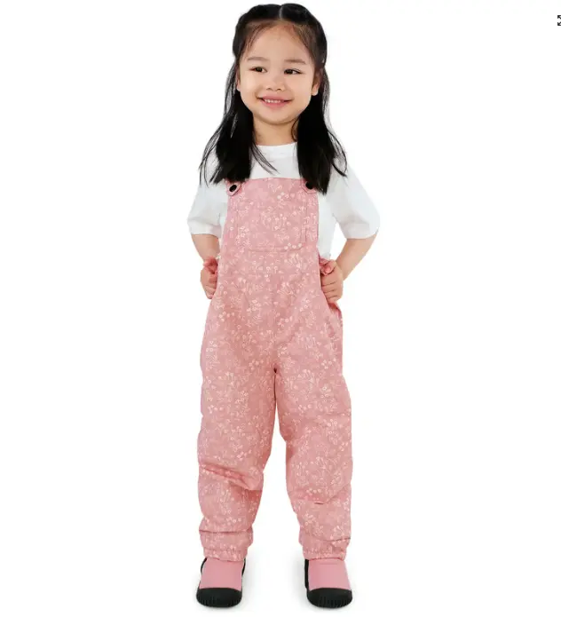 Jan & Jul Kids Fleece Lined Rain Pants Overalls Prairie Flowers