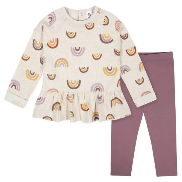 Gerber 2-Piece Toddler Girls Rainbow Peplum Top & Leggings Set