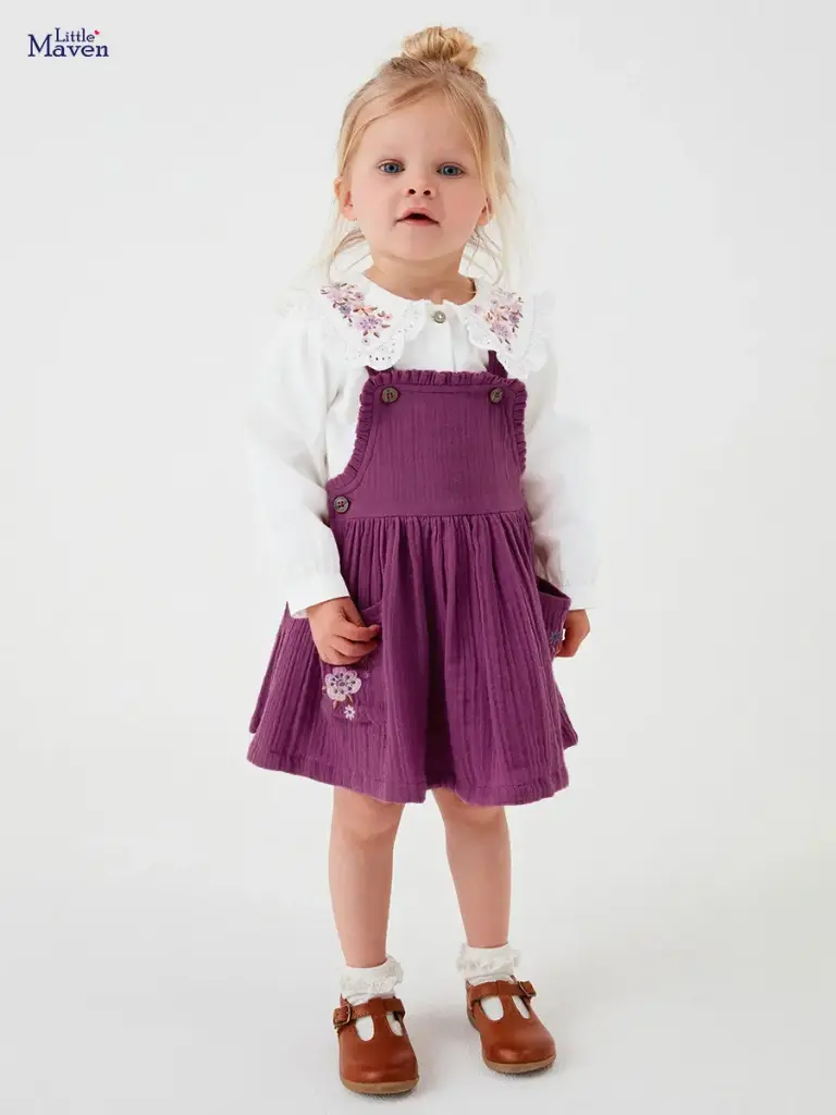 Little Maven Purple Overalls Dress 