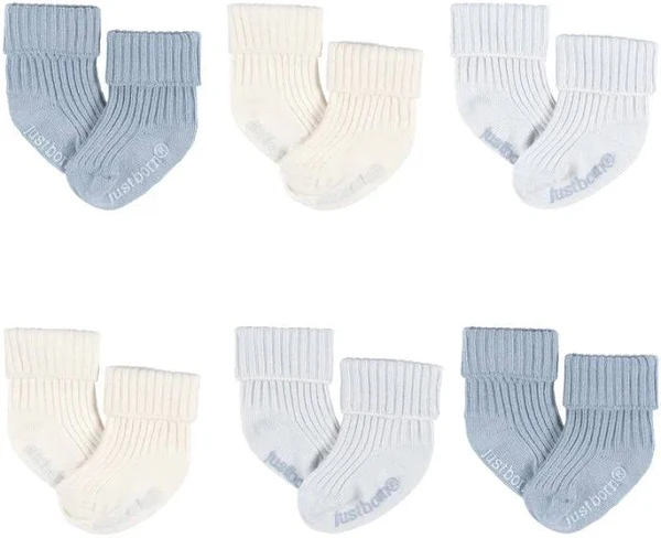Just Born 6-Pack Baby Boy Socks 6-12M