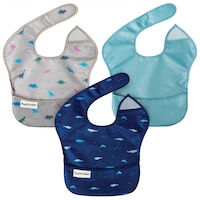 Tiny Twinkle Mess-proof Easy Bib 3PK - Ocean Life  Dinosaur  Slate