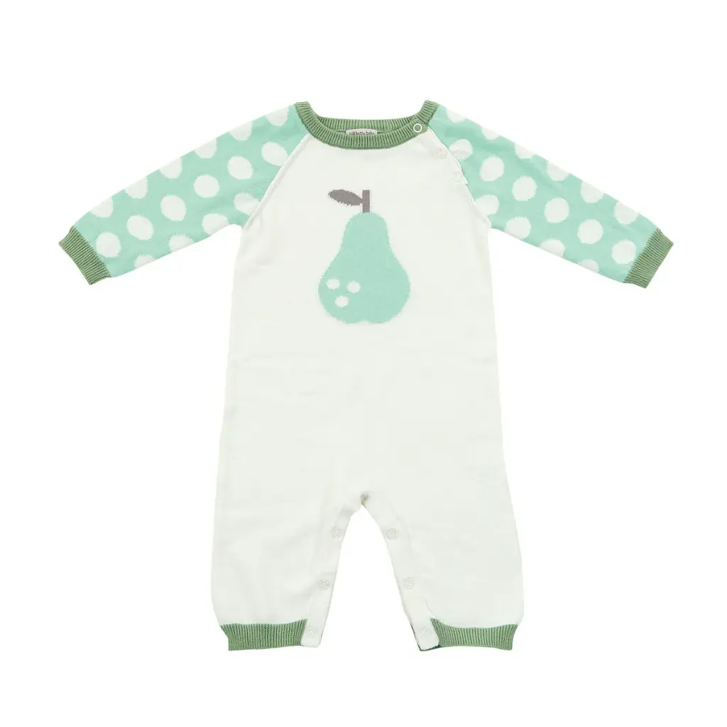 Silkberry Baby Sweater Romper (Seafoam Dot Pear)  - JM
