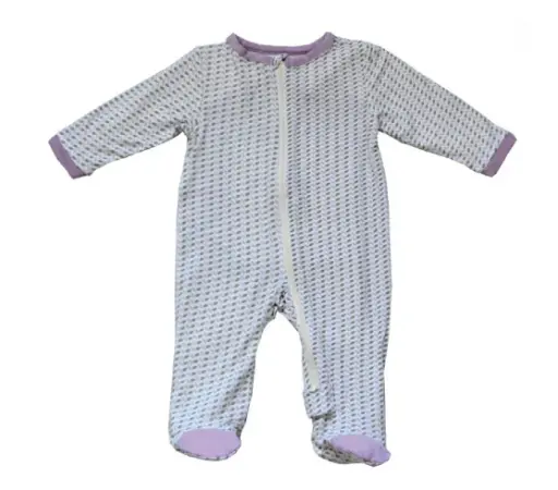 Silkberry Baby Bamboo Printed Footed Sleeper Hazy Lilac - JM