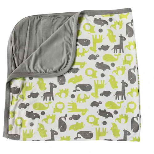 Silkberry Baby Bamboo Double Layered Receiving Blanket (Limey/Dove) - JM 