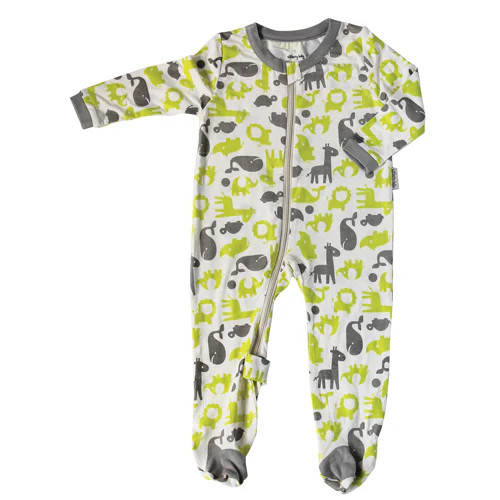 Silkberry Baby Bamboo Footies with Easy Dressing Zipper - Limey & Dove  - JM