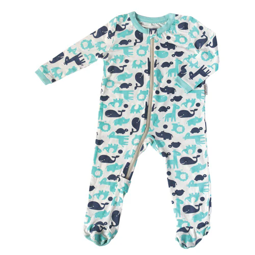 Silkberry Baby Bamboo Footies with Easy Dressing Zipper - Pool & Twilight - JM