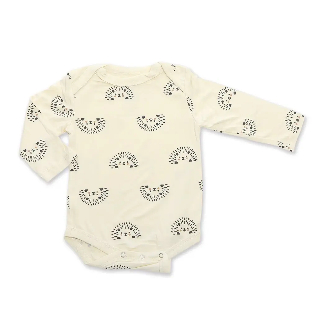 Silkberry Baby Bamboo Long Sleeve Onesie (Hello Hedgehog Print) - JM