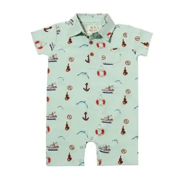 ME & Henry MOLOKAI Printed Romper HB1406d Blue Nautical