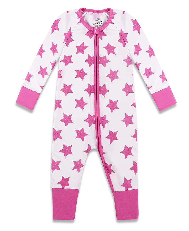 Earth Baby Outfitters Tencel Lyocell 2 Way Zippy Romper - Pink Stars 