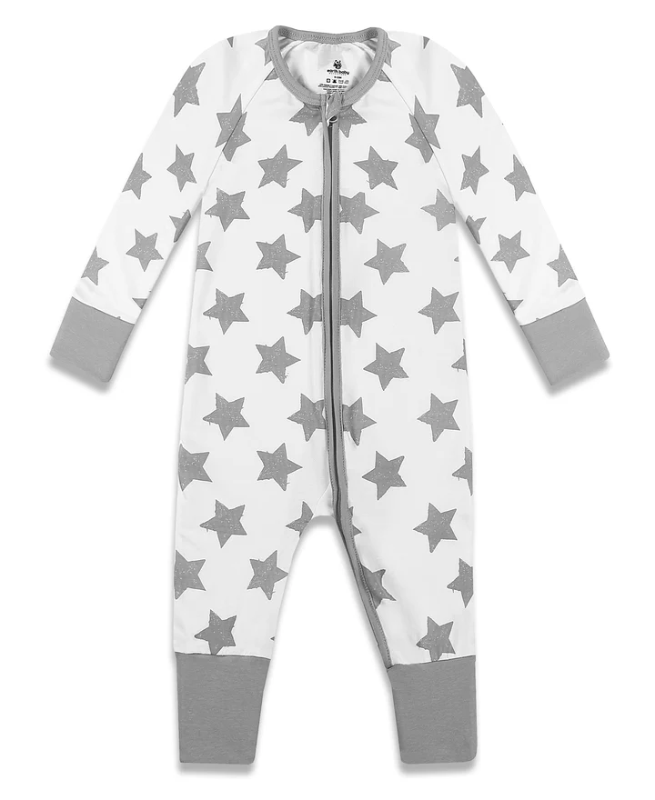 Earth Baby Outfitters Tencel Lyocell 2 Way Zippy Romper - Grey Stars