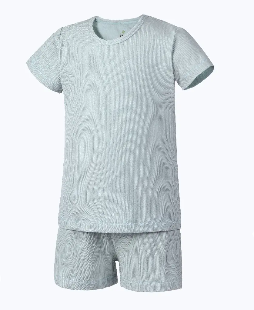 Earth Baby Outfitters Bamboo Ribbed Short Sleeve Pajamas - Sage