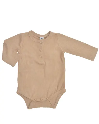Earth Baby Outfitters Bamboo Ribbed Long Sleeve Bodysuit - Nude