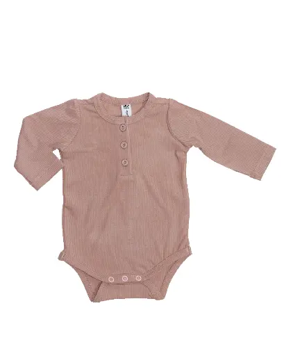 Earth Baby Outfitters Bamboo Ribbed Long Sleeve Bodysuit - Dusty Rose