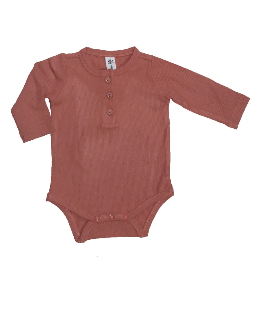 Earth Baby Outfitters Bamboo Ribbed Long Sleeve Bodysuit - Sunset