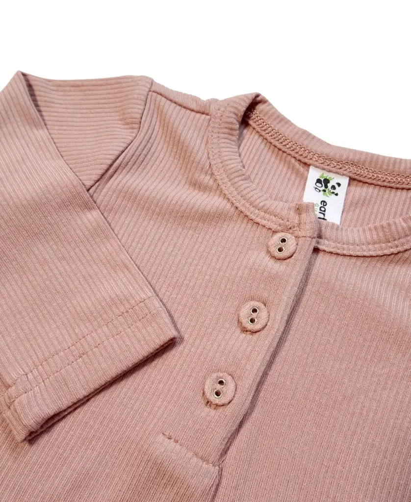 Earth Baby Outfitters Bamboo Ribbed Long Sleeve Romper - Dusty Rose