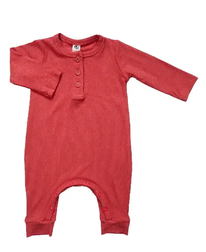 Earth Baby Outfitters Bamboo Ribbed Long Sleeve Romper - Sunset 