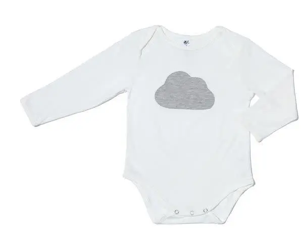 Earth Baby Outfitters Long Sleeve Bamboo Onesie - White Cloud Embroidery