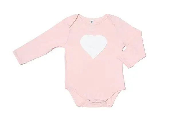 Earth Baby Outfitters Long Sleeve Bamboo Onesie - Pink Heart Embroidery