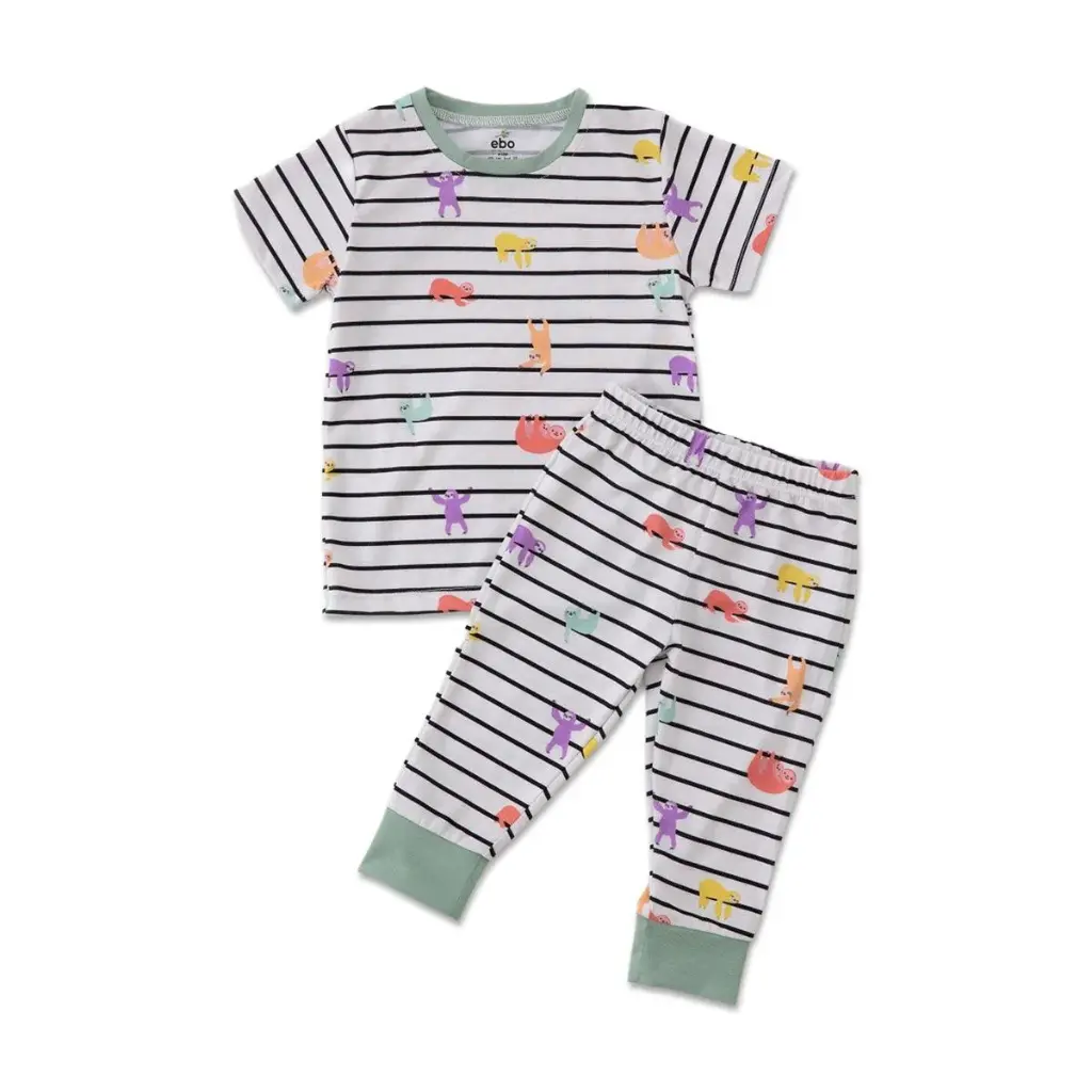 Earth Baby Outfitters Tencel Short Sleeve Pajamas - Sloth Party