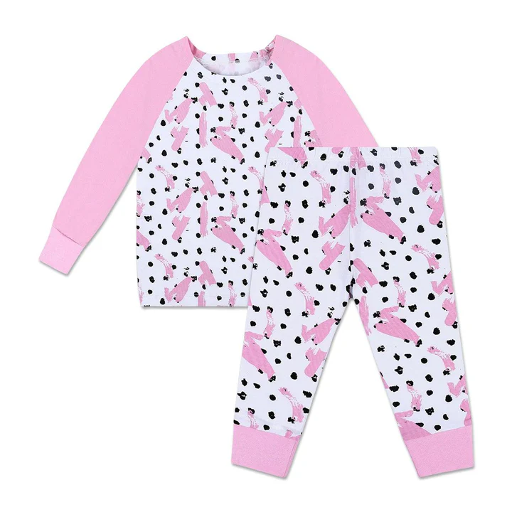 Earth Baby Outfitters TENCEL™ Lyocell Two-Piece Bamboo Long Sleeve Pajama Set - Pink Splash Ink 