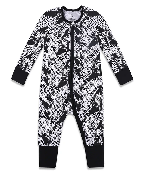 Earth Baby Outfitters Tencel Lyocell 2 Way Zippy Romper - Black Splash Ink