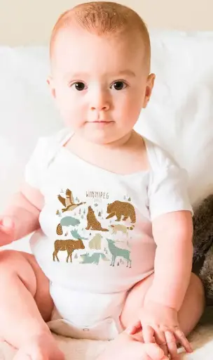 Attraction Kids/Baby Canidian Animals Drawing Heather - Light Pink