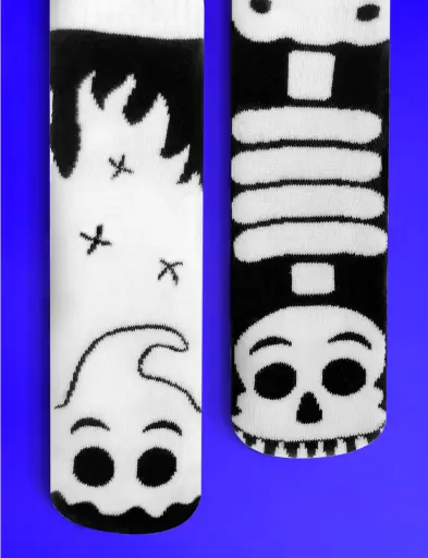 Pals Socks Fun Mismatched Non-Slip Ghost & Skeleton 