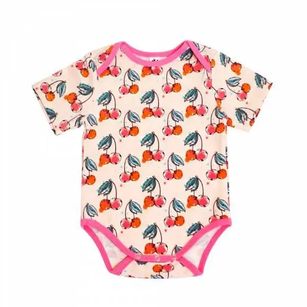 Earth Baby Outfitters Digital Print Bamboo Organic Cotton Blend Onesie Sweet Cherry 18BO1