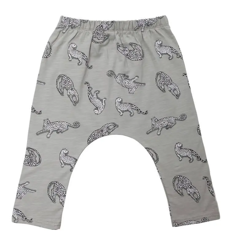 Earth Baby Outfitters Organic Cotton Harem Pants Grey Leopard 17CHP02