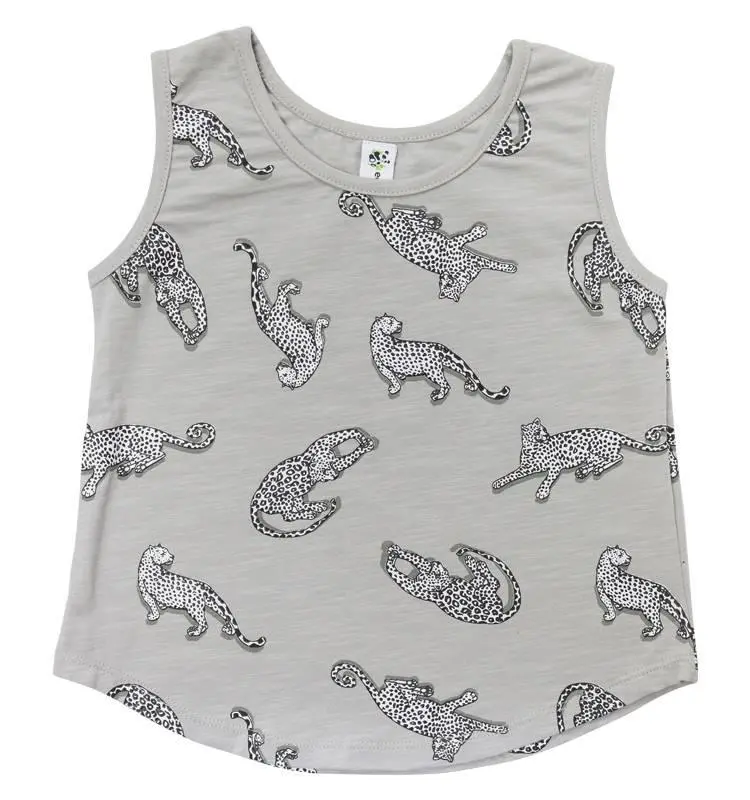 Earth Baby Outfitters Organic Cotton Tank Top Grey Leopard 17CT02