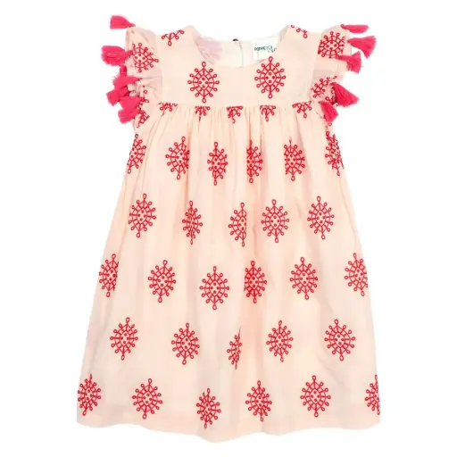 Poppet & Fox Tassel Sleeved Smock Dress PF624D