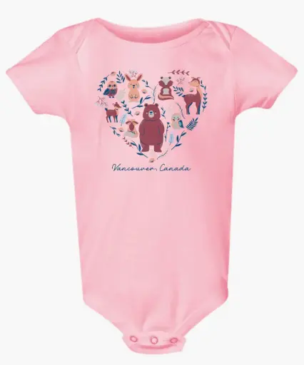 Onesie 6799 GGS Animal Heart Pink