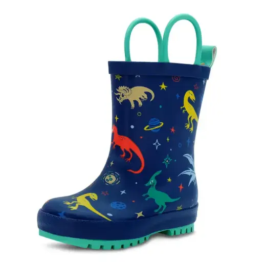 Jan & Jul Puddle-Dry Rain Boots Dinoland Blue