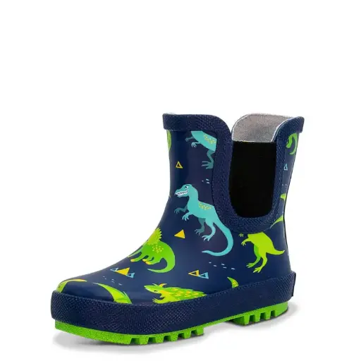 Jan & Jul Puddle-Dry Rain Boots Space Dinos Blue