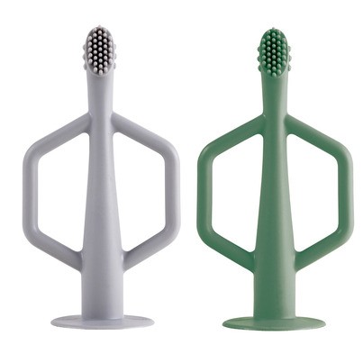 Tiny Twinkle Silicone Toothbrush Pack Olive and Grey