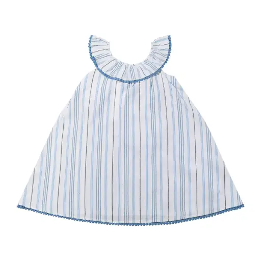Vignette Josephine Dress V1367A - Blue Stripe