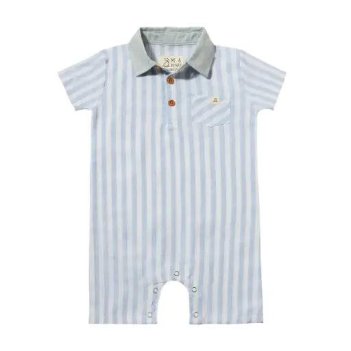 ME & Henry Sandy Woven Romper HB1409a Blue/White Stripe