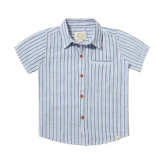 ME & Henry Newport Woven Shirt HB1472j Blue/Navy/White Seersucker