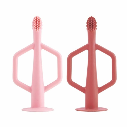Tiny Twinkle Silicone Toothbrush Pack Rose and Burgundy