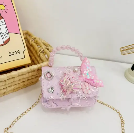 Crossbody Purse Mermaid Pearl - Dark Pink 