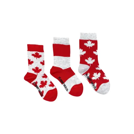 [2100000509027] Friday Sock CO.  Three Socks A Pair Red 1-2 Years