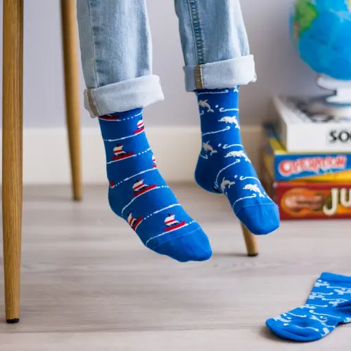 Friday Sock CO.  Three Socks A Pair Blue Surf