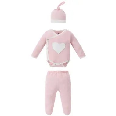 Earth Baby Outfitters Bamboo 3pc Newborn Set - Pink  heart