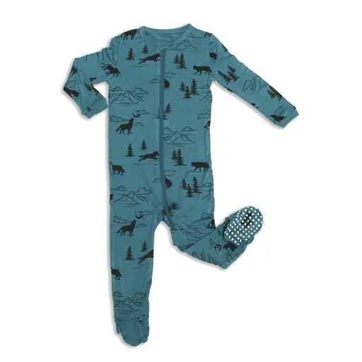 Silkberry Baby WF4249 Bamboo Zip-up Footed Sleeper (Call of the Wild Print)