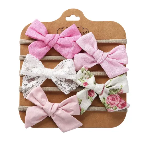 Baby Headband Bow 5PK - Pink