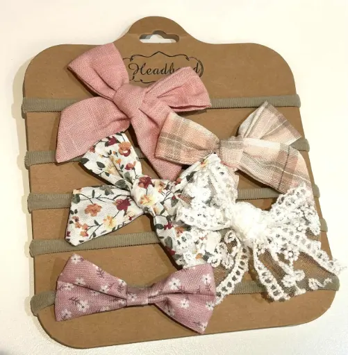 Baby Headband Bow 5PK - Light Pink
