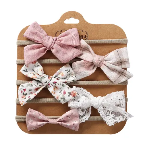 Baby Headband Bow 5PK - Light Pink