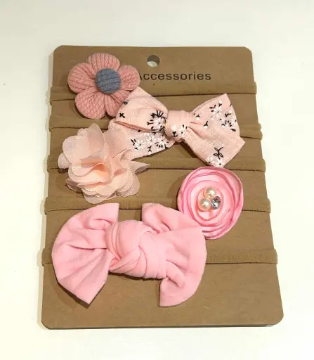 Baby Headband Bow 5PK - Bright Pink