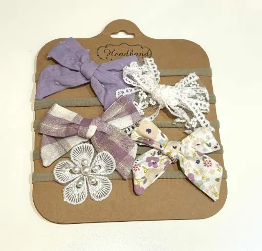 Baby Headband Bow 5PK - Purple